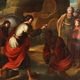 Ancient painting "The Baptism of the Eunuch" oil on canvas 17th century