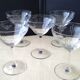 5 Vintage glass champagne coupes with engraved decoration