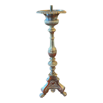 Lampe candelabre ancien en bronze dore grave