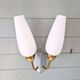 Vintage double wall light in brass and white opaline, 1950s-60s