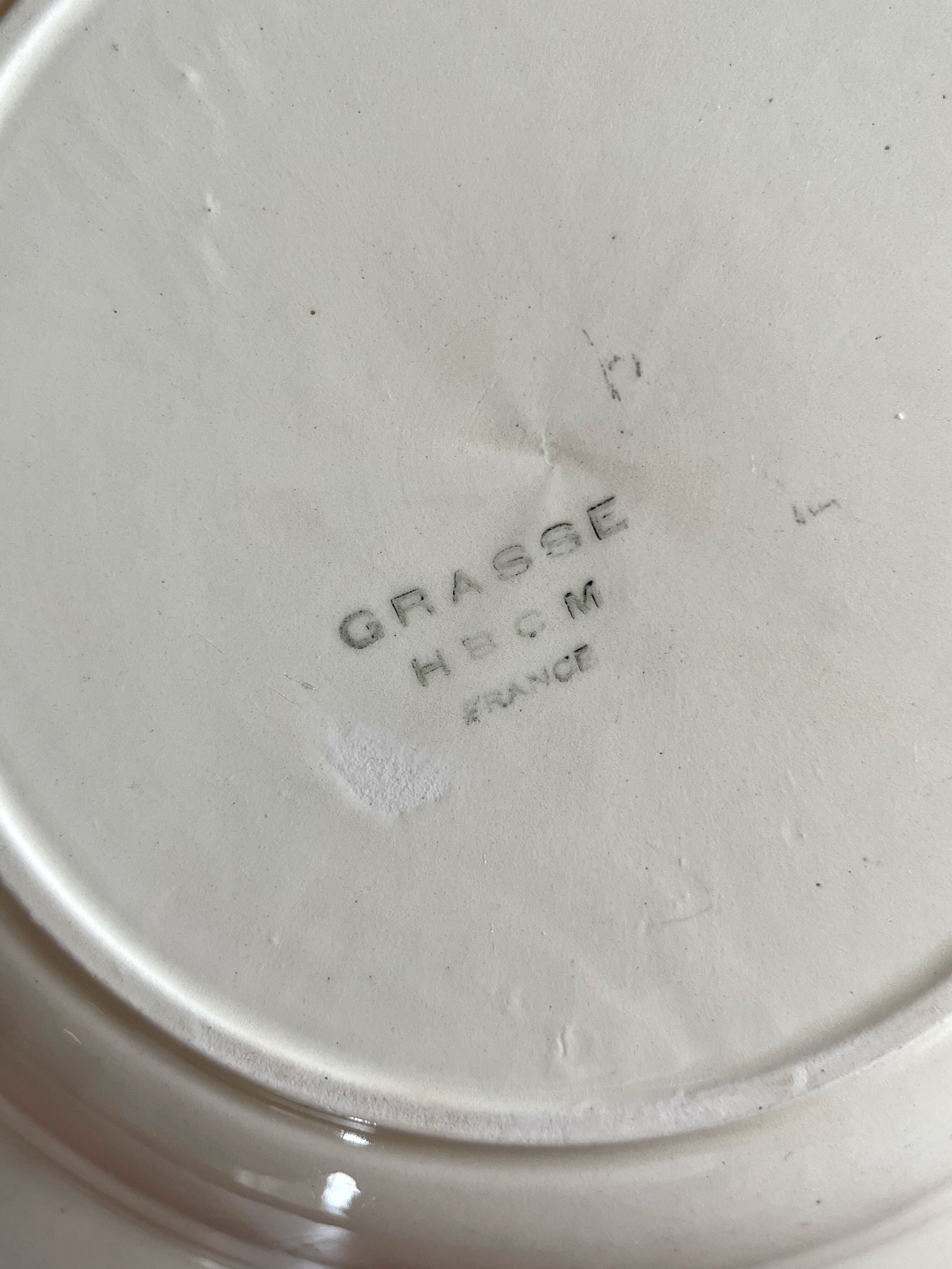 5 soup plates in Grasse earthenware, HBCM (Hippolyte Boulenger, Creil Montereau)