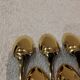 5 gilt metal mocha spoons by Christofle silversmiths, Cluny pattern, 10cm