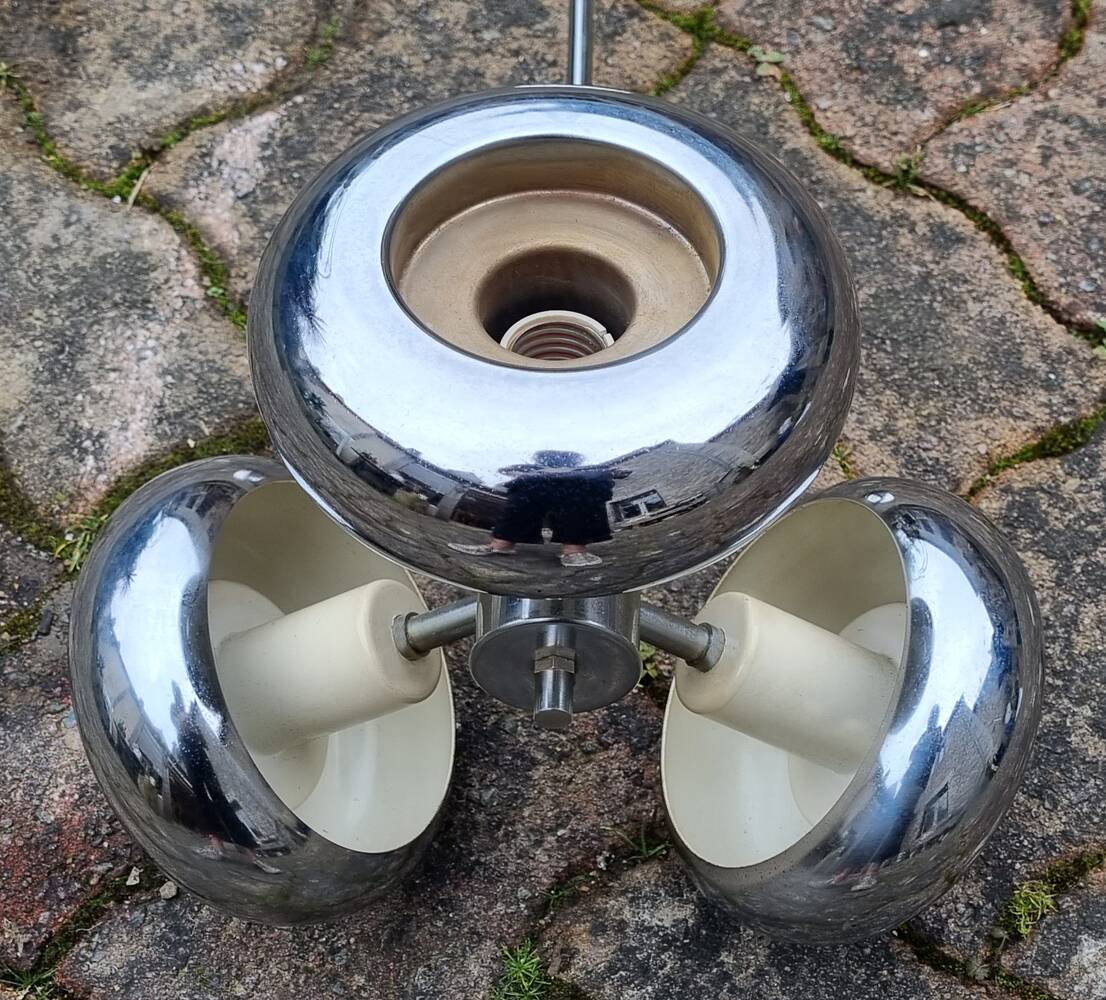 UFO pendant light, vintage, 3 globes, space age, 70s