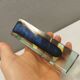 Murano vase in translucent glass with cool colour details.