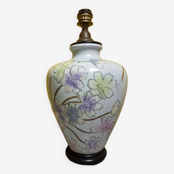 Grande Lampe de Table Vase en Porcelaine avec Fleurs, 1980s