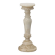 Italian Turned Alabaster Pedestal Column with Carved Leaf Capital