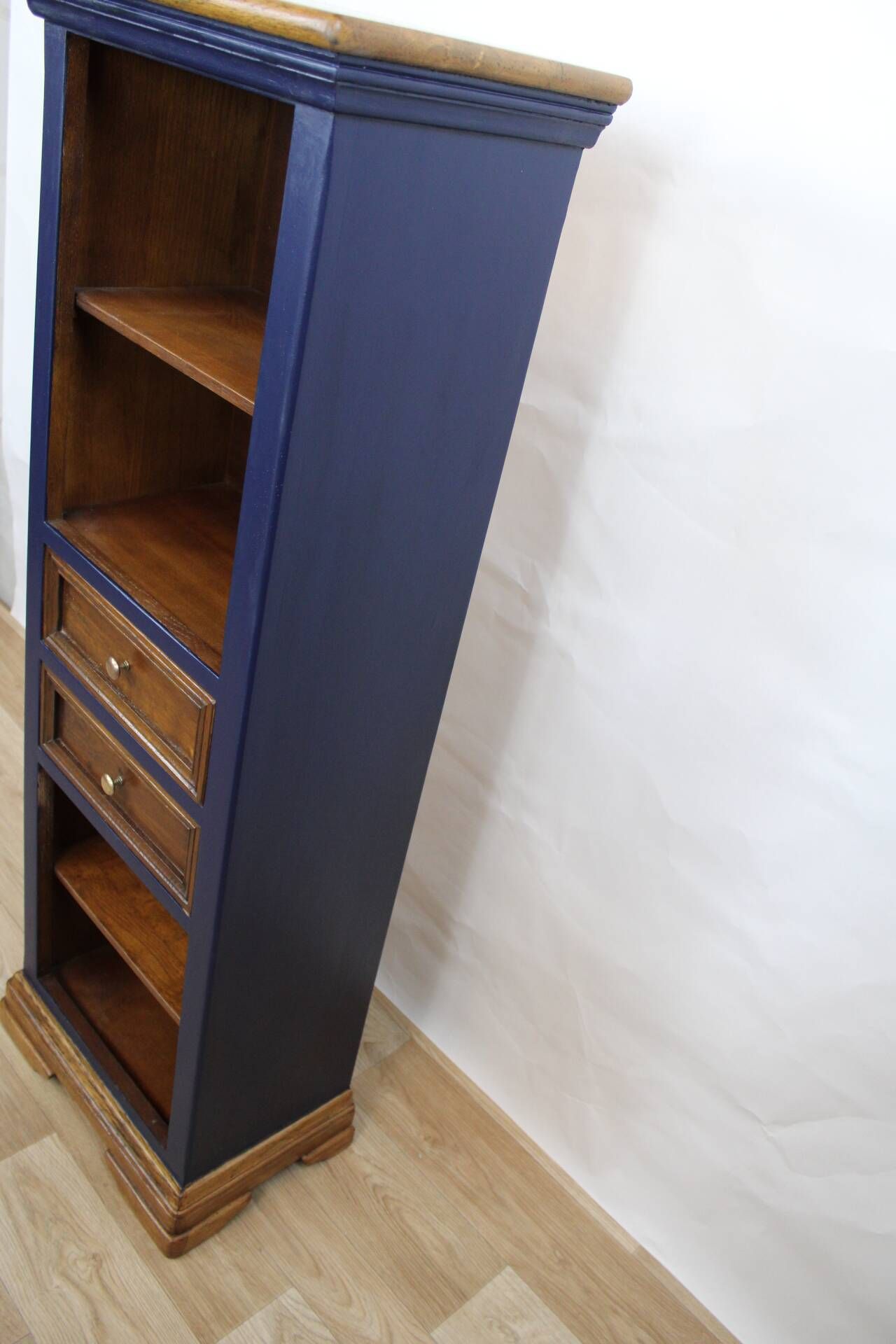 Renovated bookcase with 4 shelves and 2 drawers, France 1960