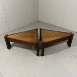 Brutalist triangular shaped oak coffee side tables 1970’s