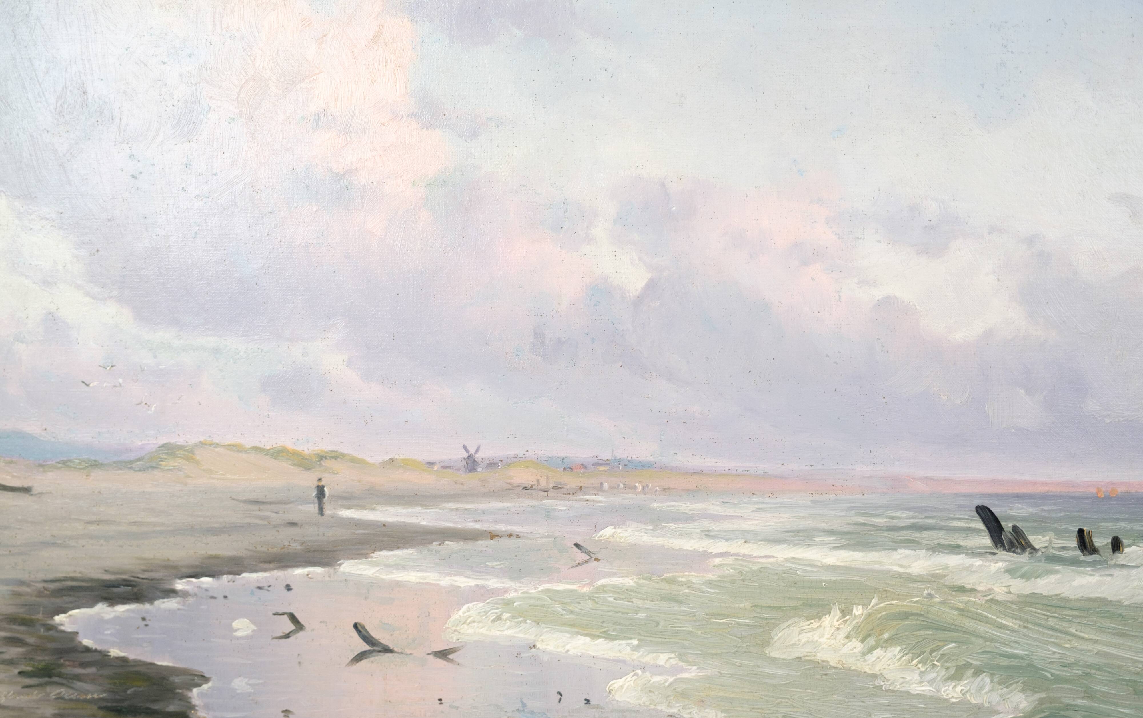 Oil painting on canvas - Coastal landscape - Alfred Theodor Olsen - Circa 1900