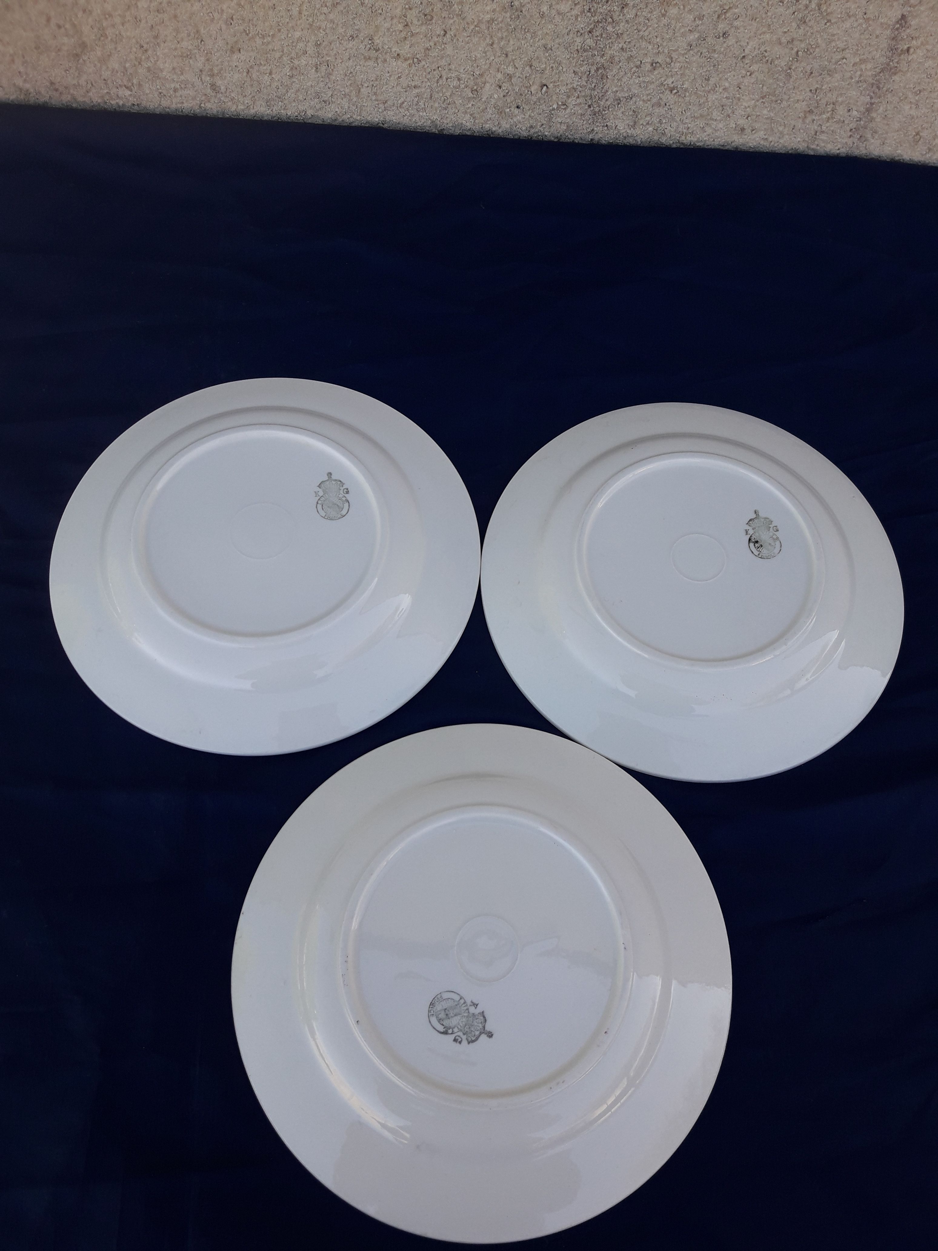 3 dessert plates K G Lunéville model imperial flan diam 19.5 cm
