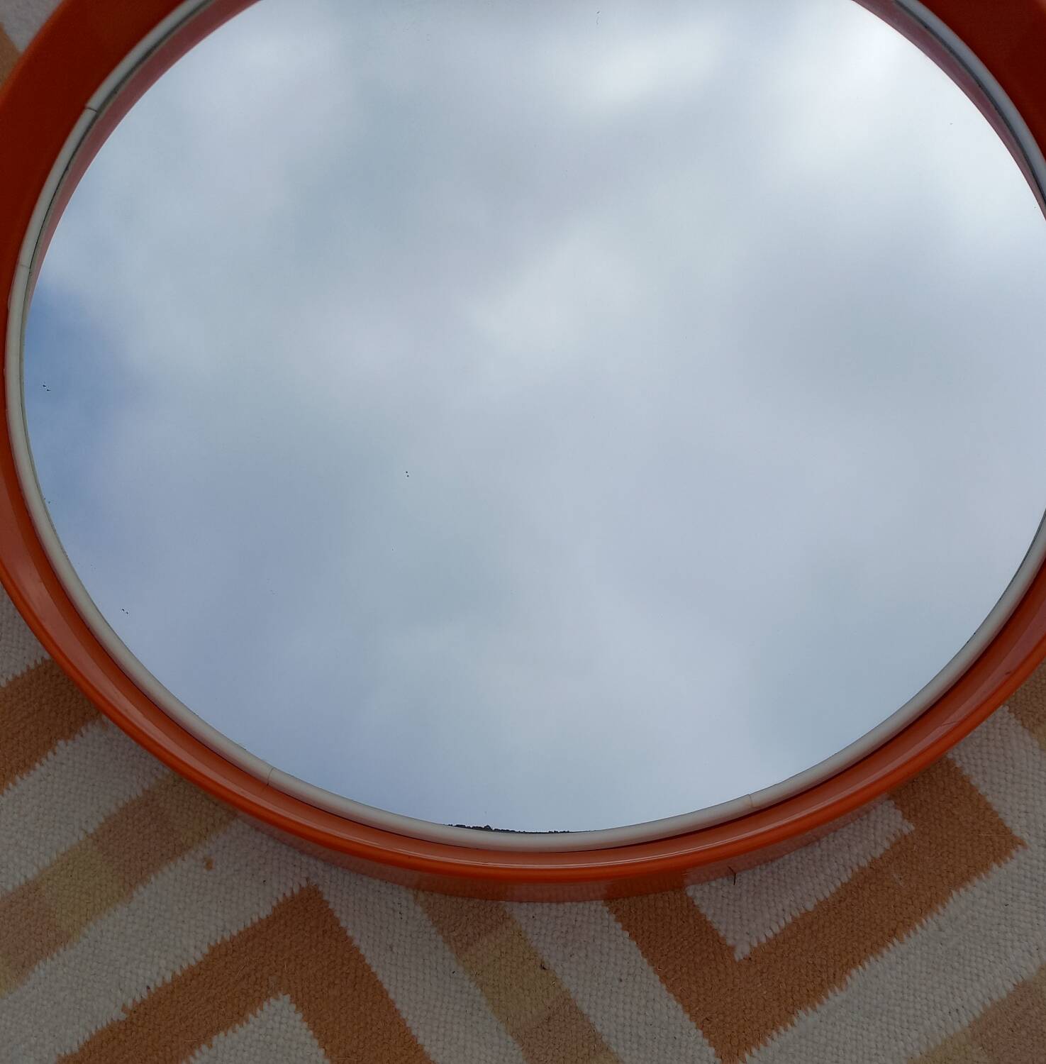 Vintage 1970 orange plastic mirror Salc