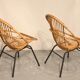 Paire de fauteuils coquille en rotin