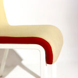 Contemporary design chair in white lacquered fabric and metal