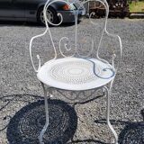 Old wrought iron garden furniture 3 armchairs + 2 chairs