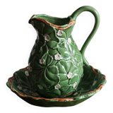 Pitcher and dish in strawberry leaf and flower slip