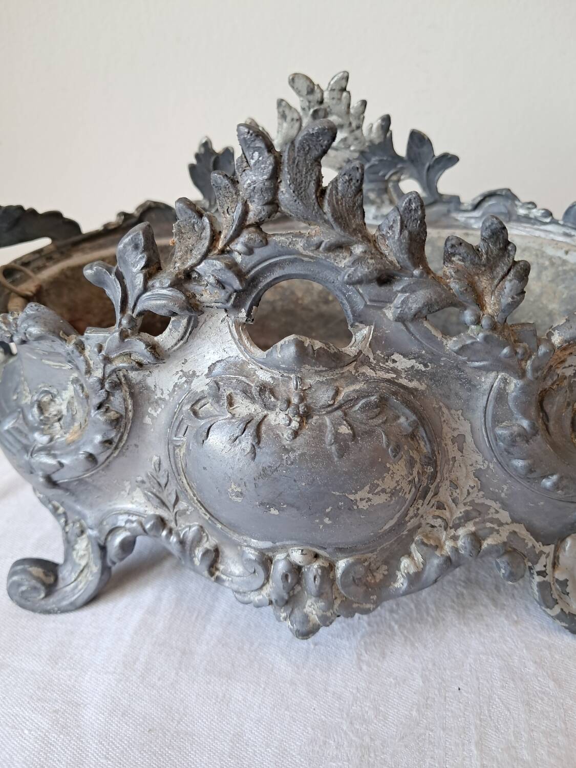 Napoleon III spelter centerpiece planter with rockery decoration