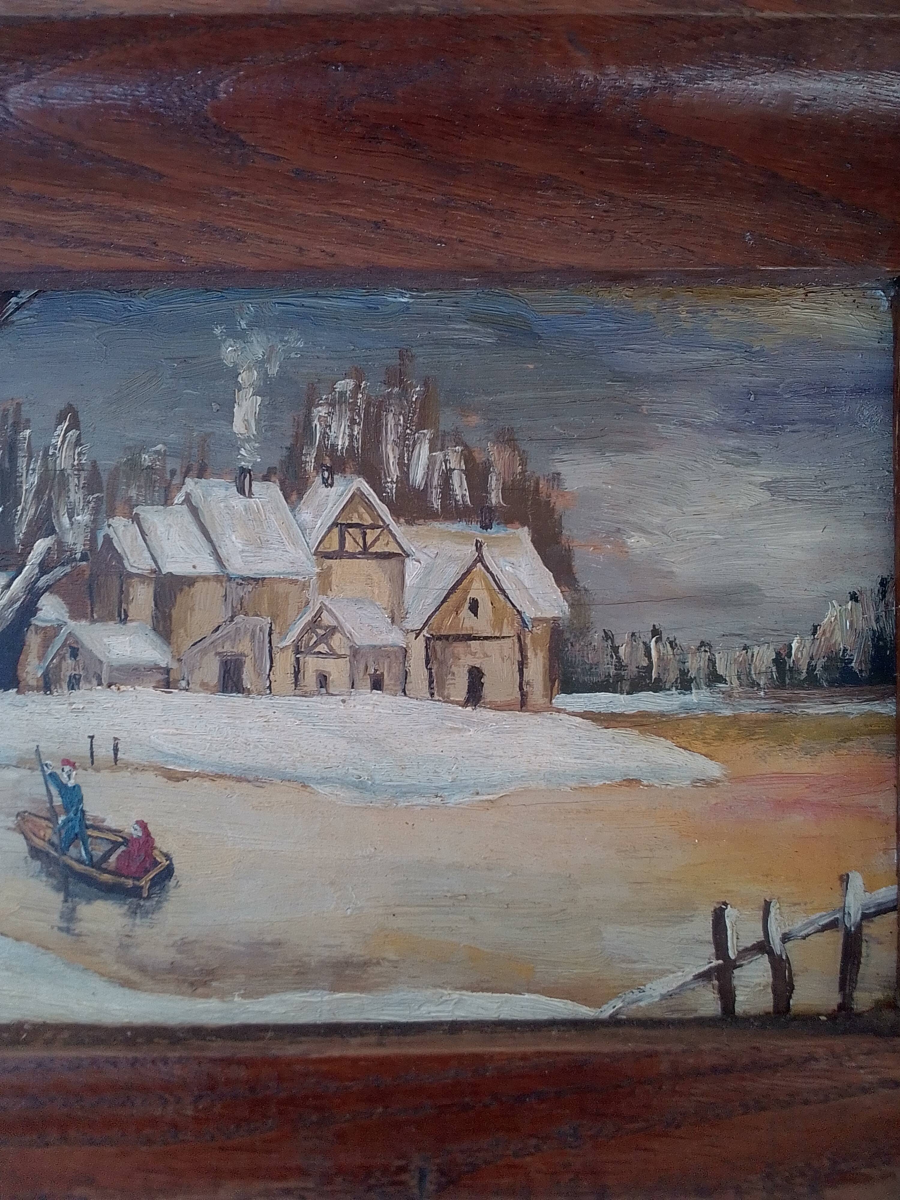 Tableau huile sur toile paysage enneigé