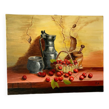 Tableau huile sur toile nature morte