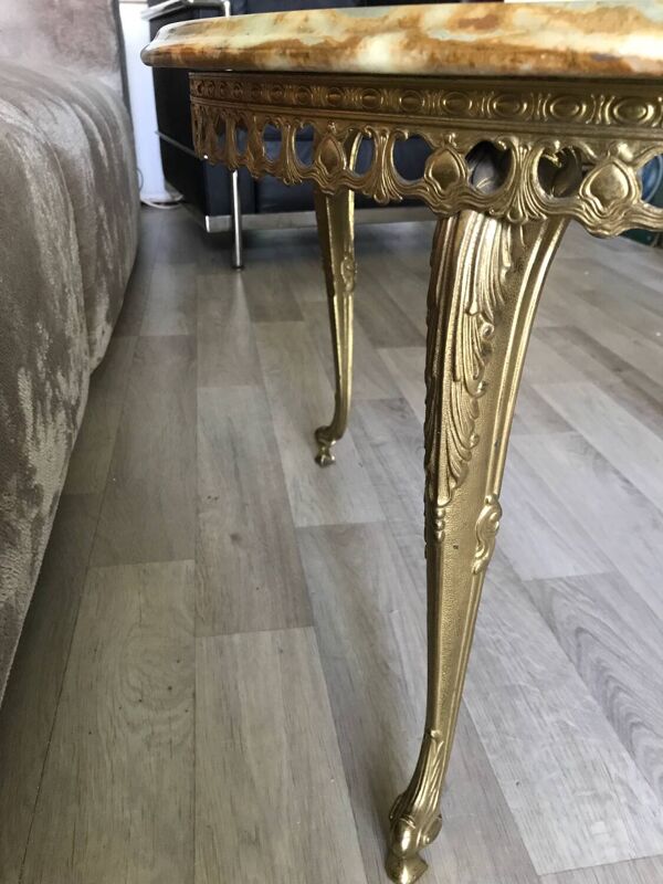 Table basse d’appoint en marbre et laiton