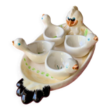 Dish and egg cups with chick designs