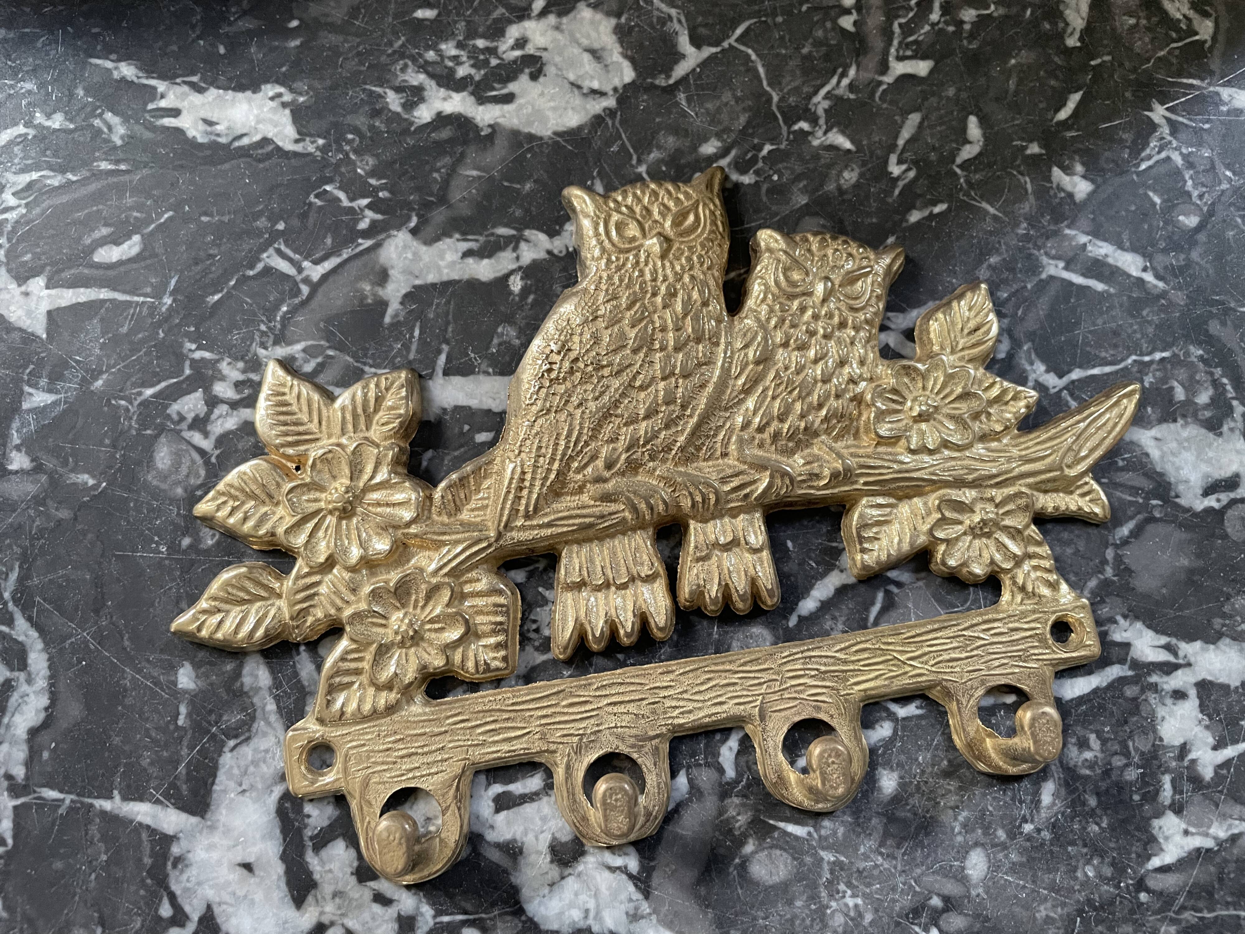 Golden brass owl hook