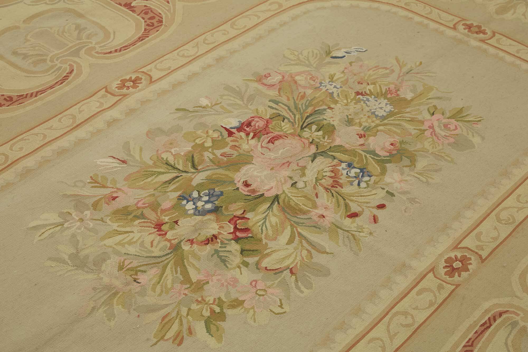 Handmade European Vintage Aubusson Kilim 295 cm x 431 cm