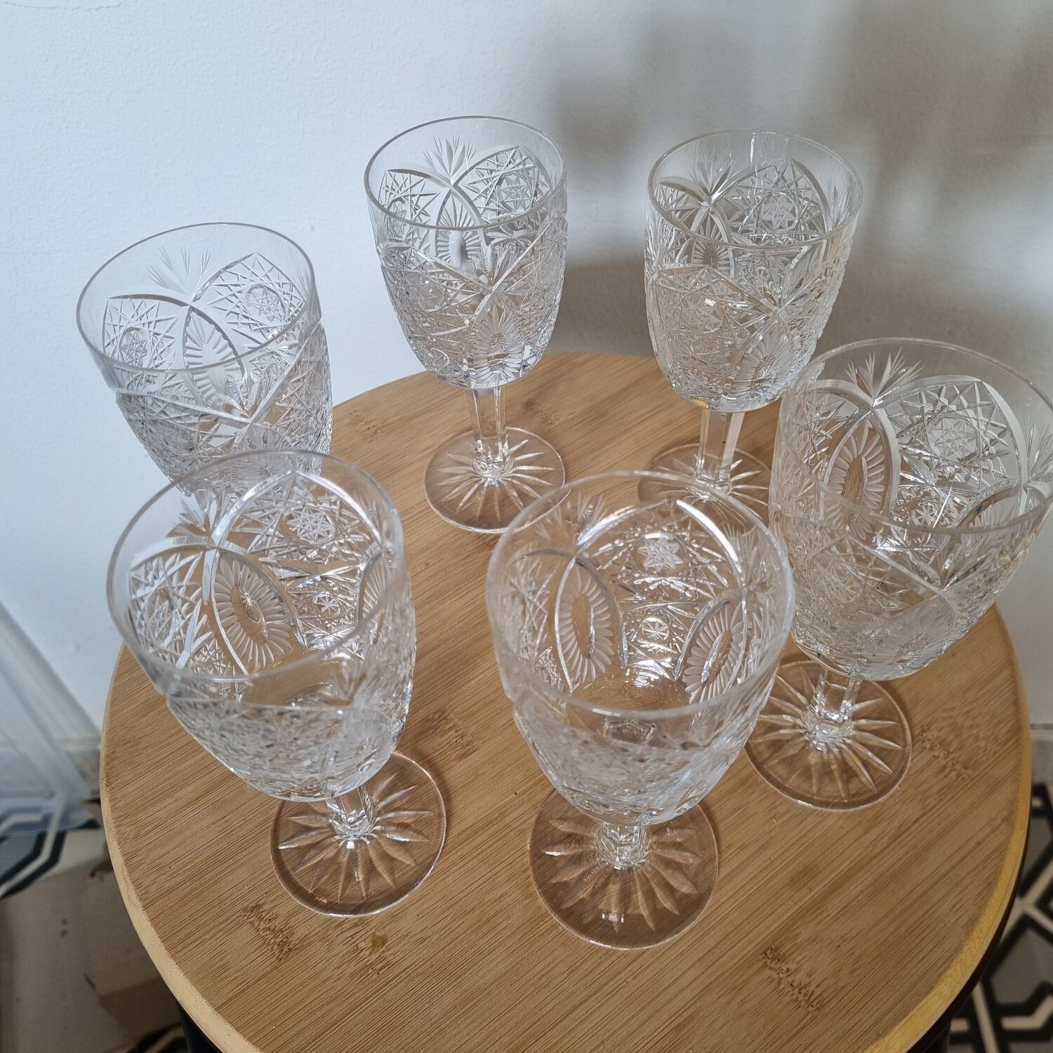 6 wine glasses, Bohemian crystal from 1980