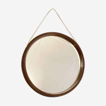 Miroir rond en bakélite marron vintage miroir mural 30cm