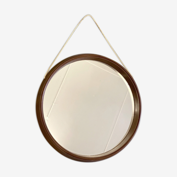 Vintage brown bakelite round mirror / wall mirror 30cm