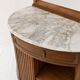 1930s buffet console in solid mahogany, marble and bevelled mirror.