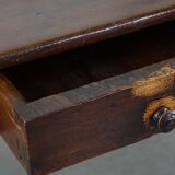 Table ancienne en bois fruitier, 2 tiroirs, France