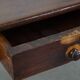Antique French fruitwood dining table with 2 drawers and patina