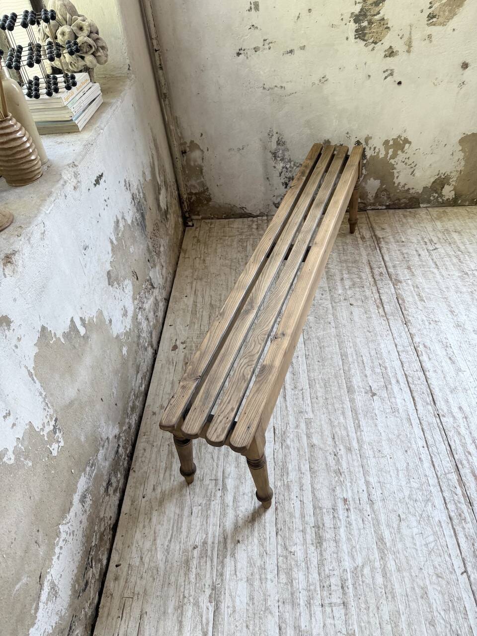 Pair of 1950 benches with oak and beech slats