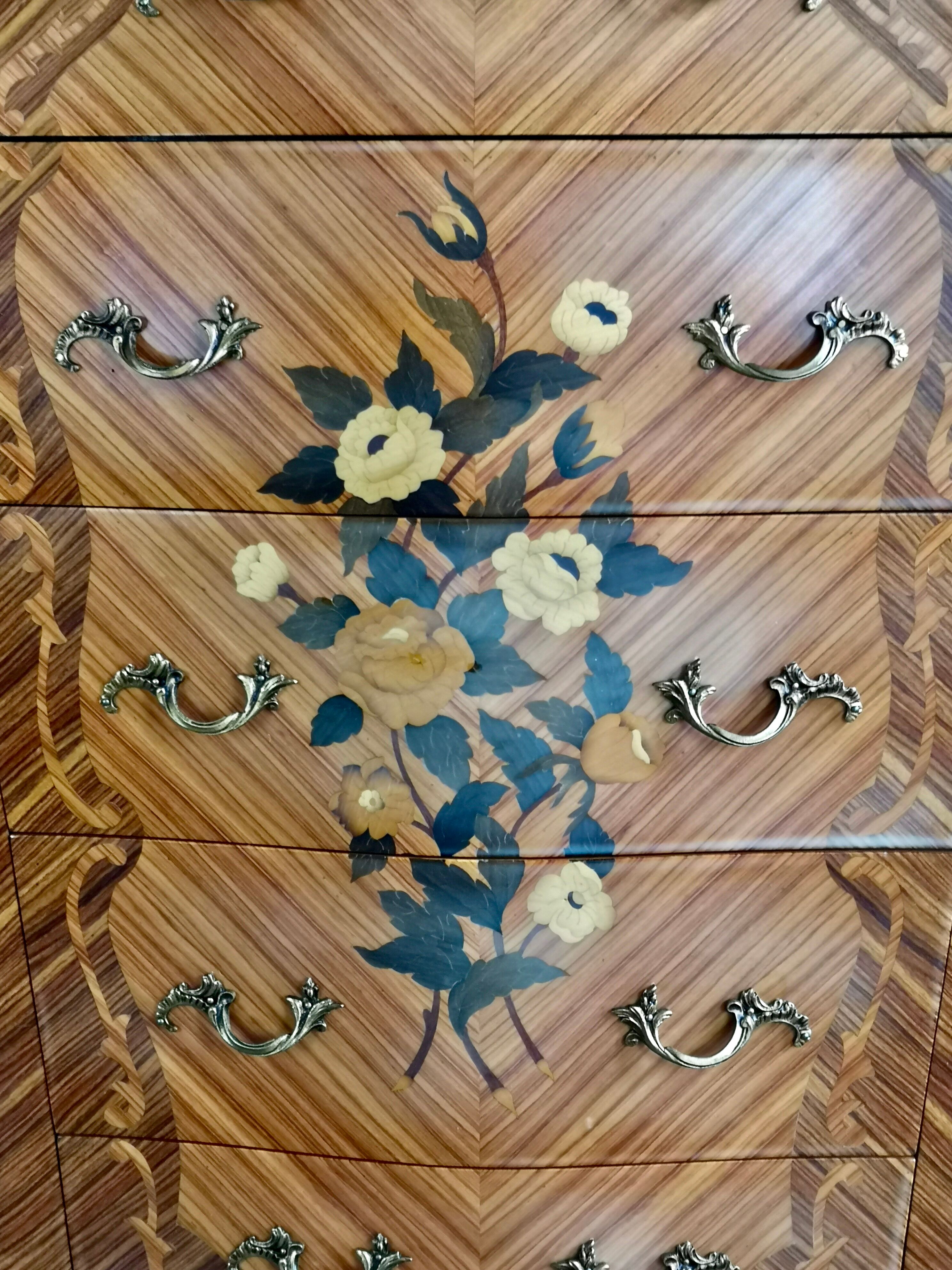 Louis XV style chiffonier in rosewood marquetry