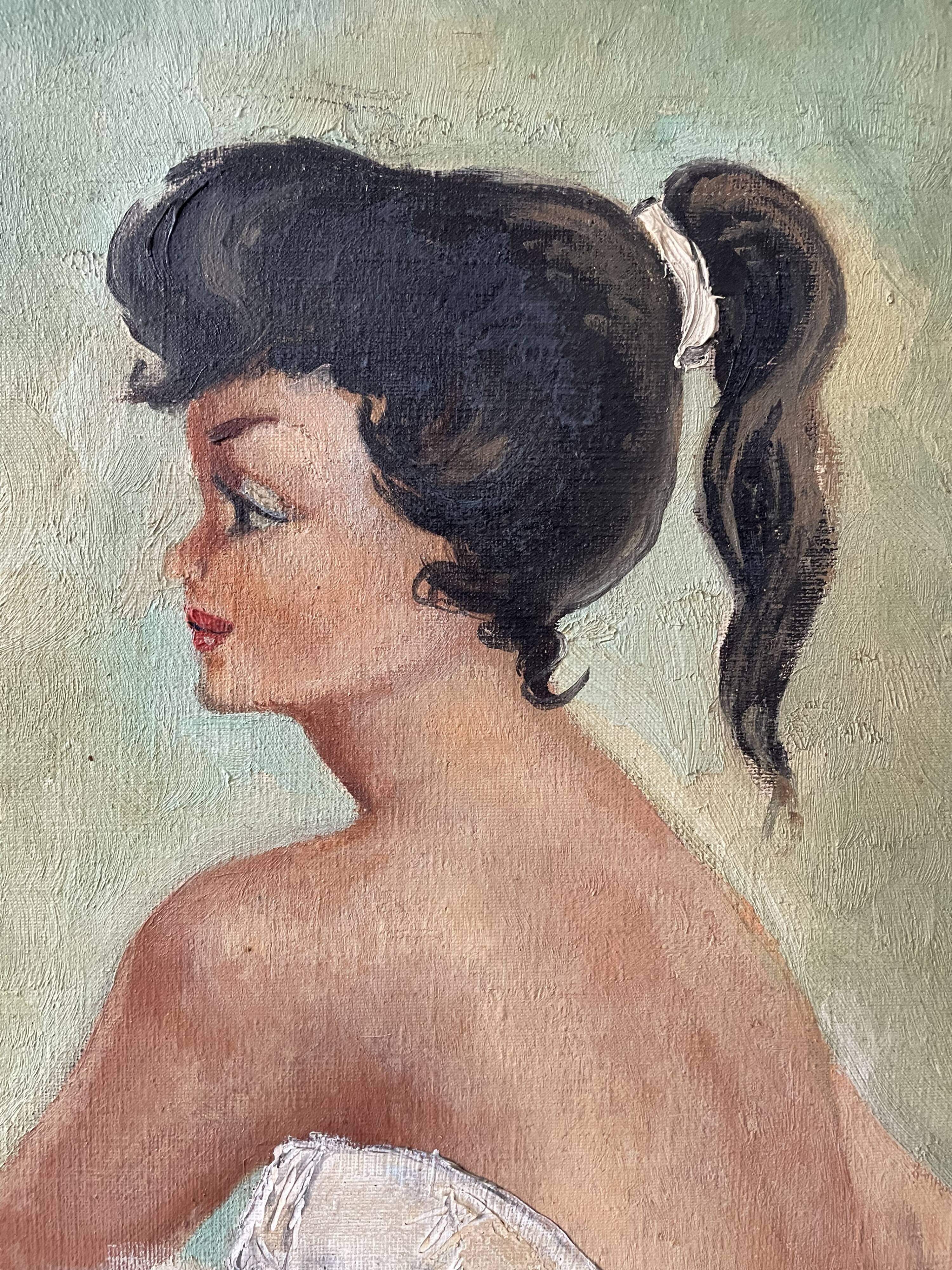 Old painting, portrait of a dancer