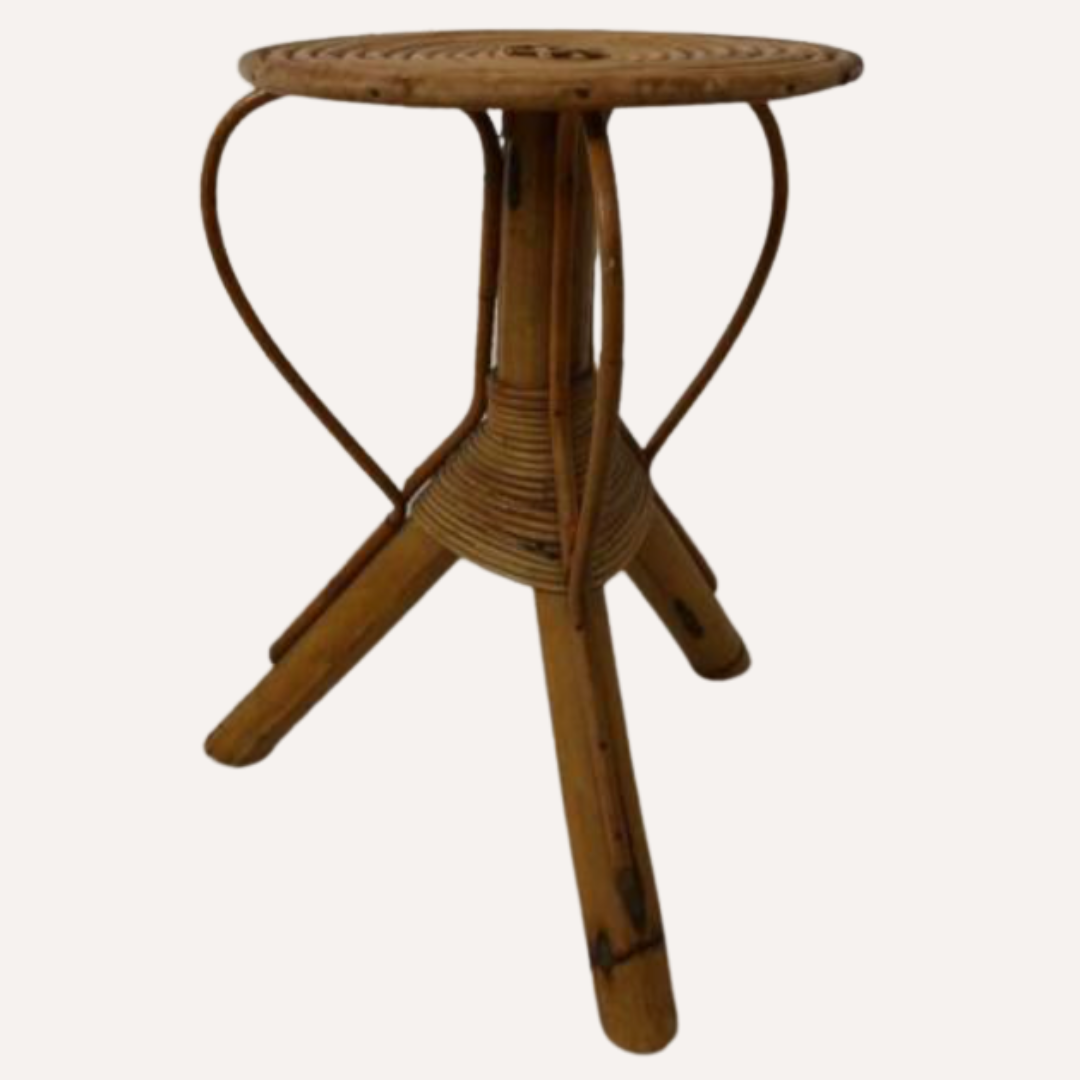 Table d’appoint en rotin et en bambou, vers les années 1970