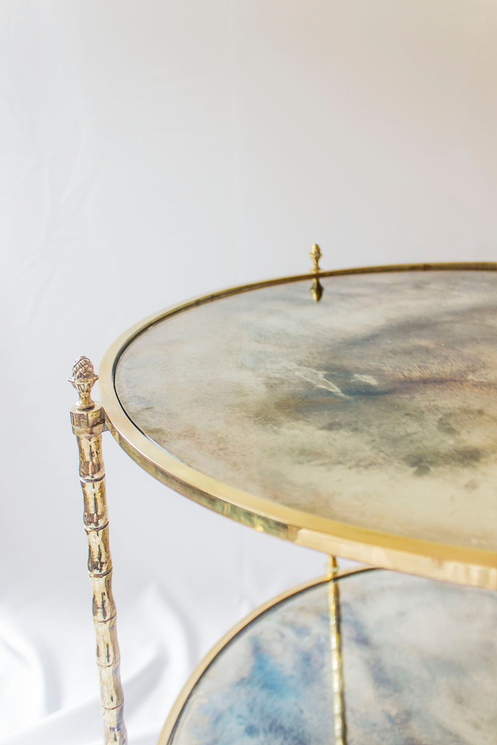 Side table, brass and smoked glass