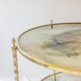 Table d'appoint en laiton et verre fumé