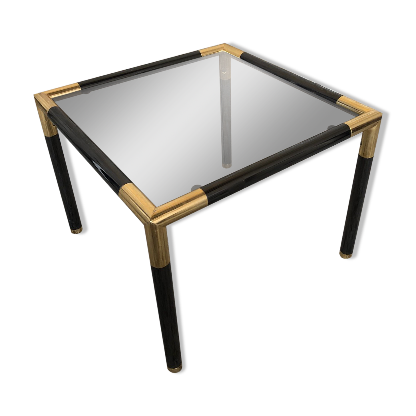 Coffee table tube metal black & gold vintage
