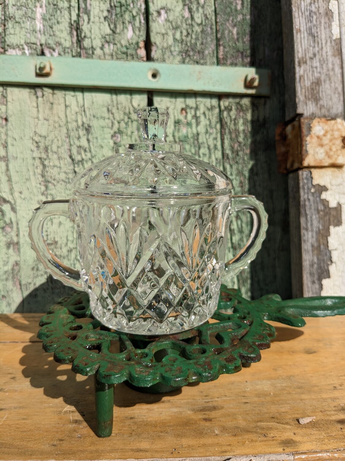 Sucrier en verre vintage