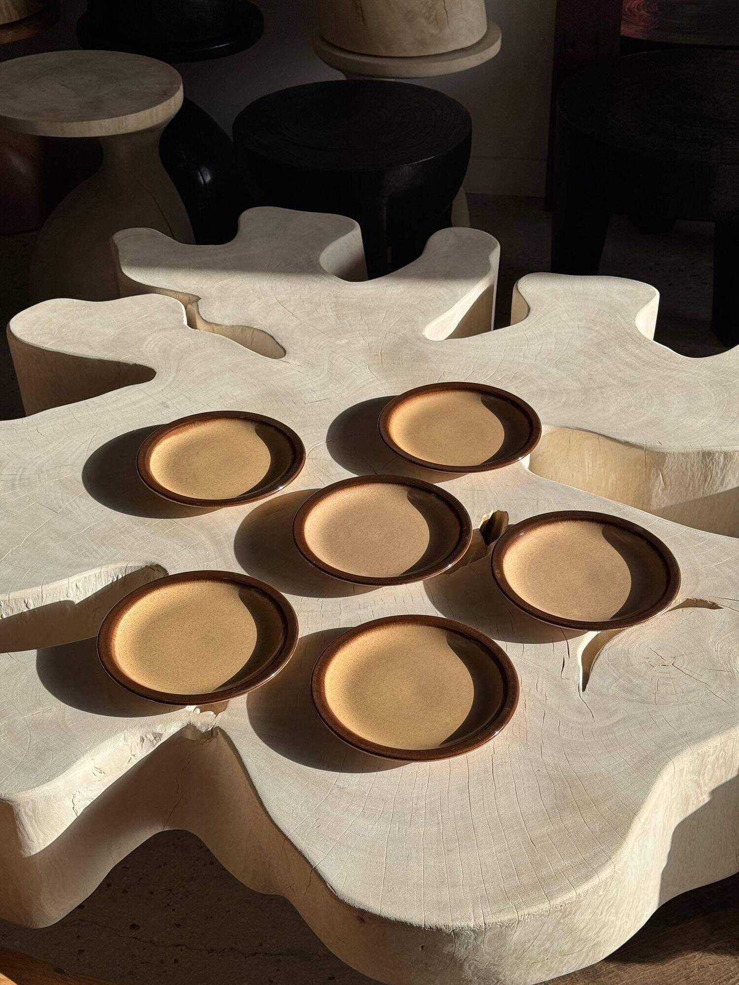 Set of 6 small stoneware dessert plates, Oxford brand, made in Brazil