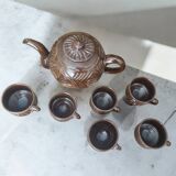 Brown glazed terracotta coffee service