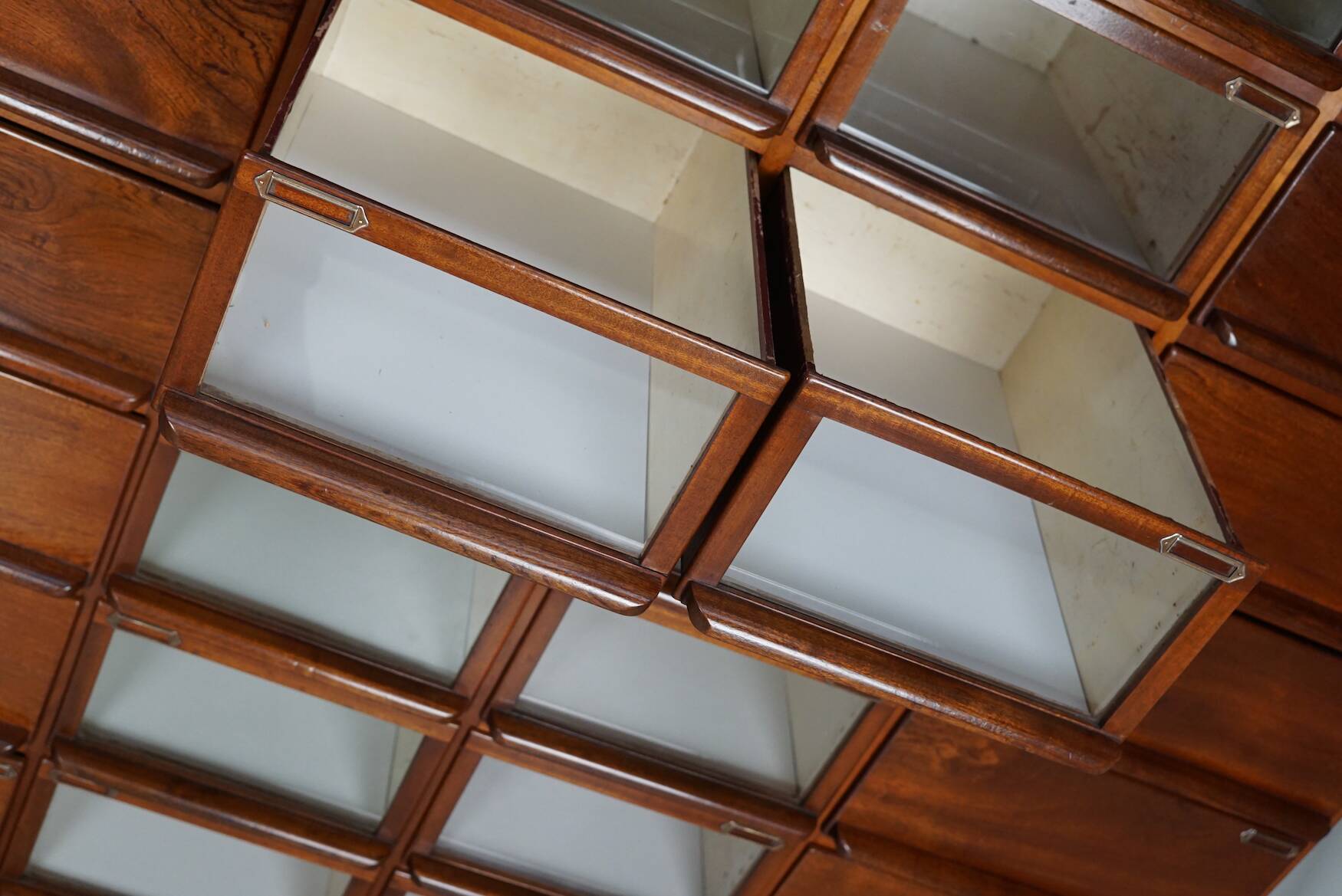 Vintage dutch hardwood haberdashery shop cabinet, 1930s