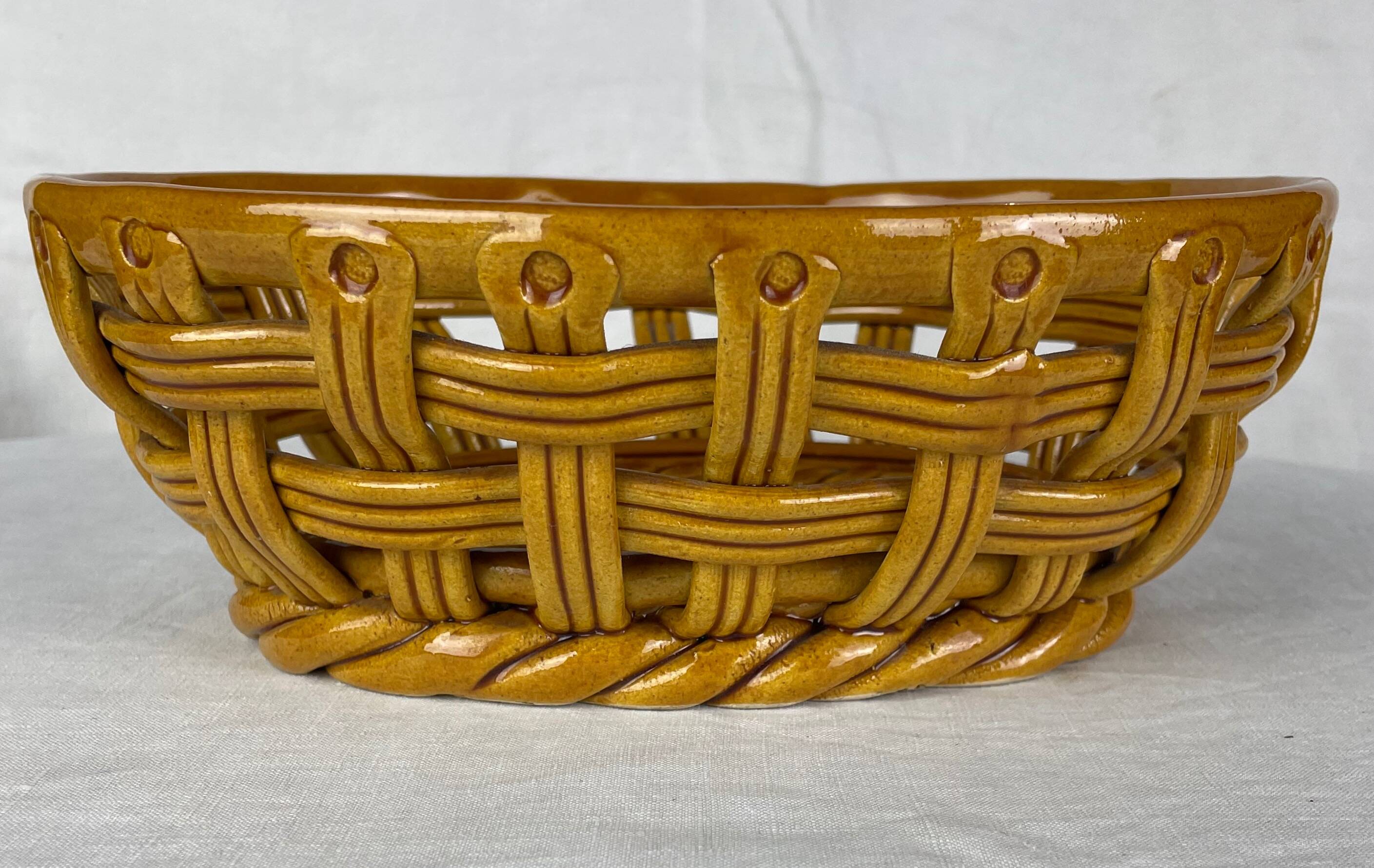 Vallauris ocher colored ceramic basket
