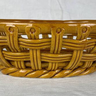 Vallauris ocher colored ceramic basket