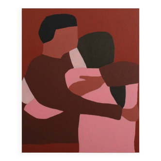 Soulmates peinture originale terracotta sur toile tendue