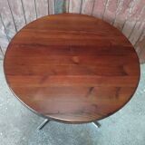 Vintage round chrome and solid wood table