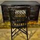 Desk and office chair in bamboo and black lacquered rattan, 60s, 70s