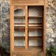 Parisian art deco glass cabinet in raw wood