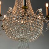 Lustre sac de perle en cristaux taillés vers 1900